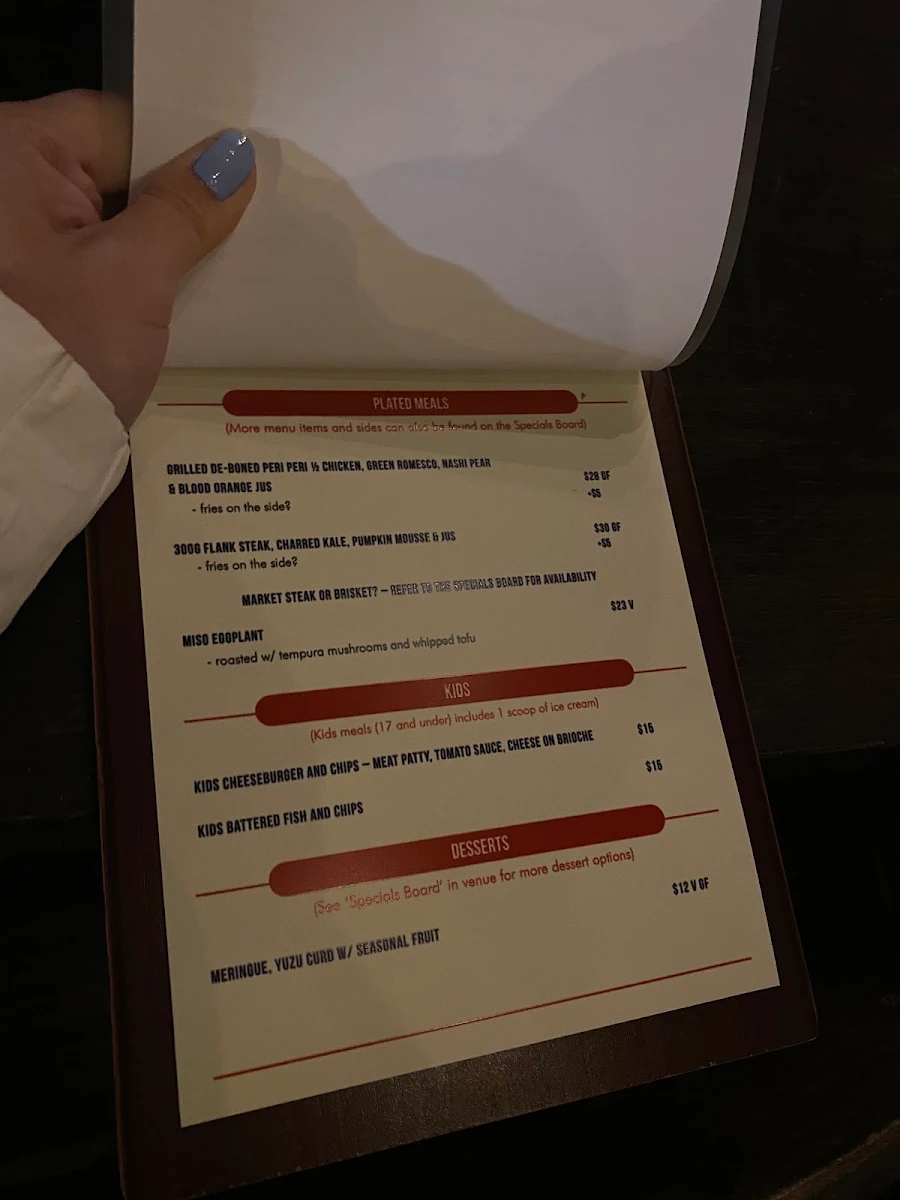 Menu, Suburban Social Chapel Hill