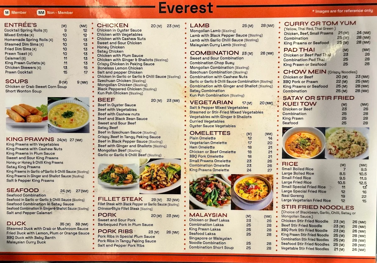 Menu, Everest by Chef Raymond