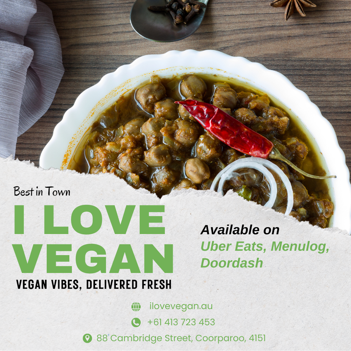 Menu, I Love Vegan