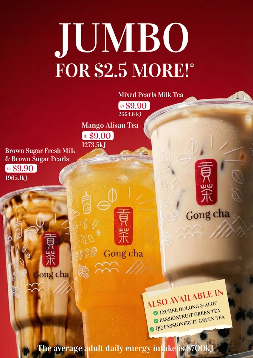 Menu, Gong Cha Blacktown