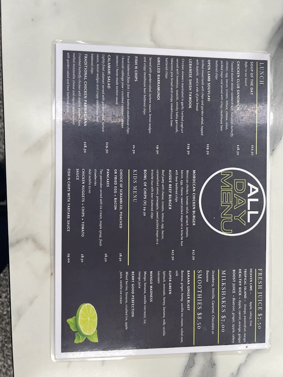 Menu, Sweet Lime Cafe