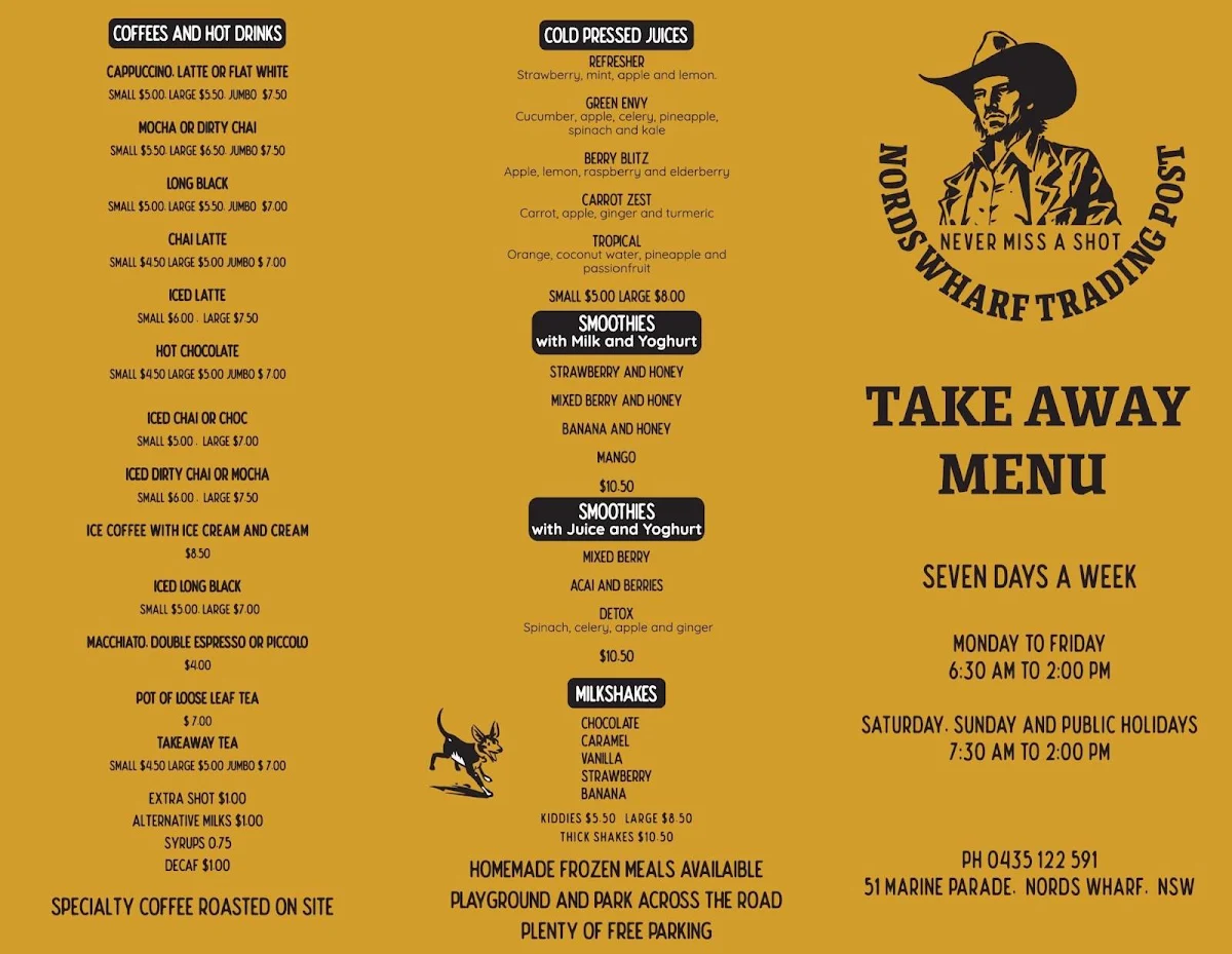 Menu, THE TRADING POST CAFE