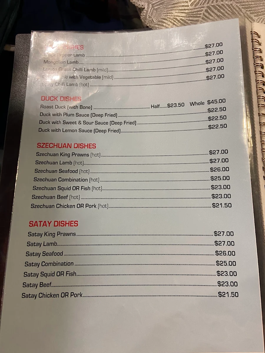 Menu, Macau Cuisine