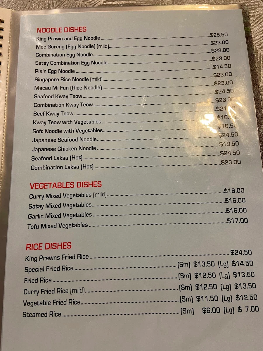 Menu, Macau Cuisine