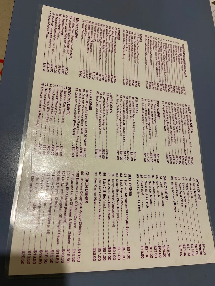 Menu, Macau Cuisine