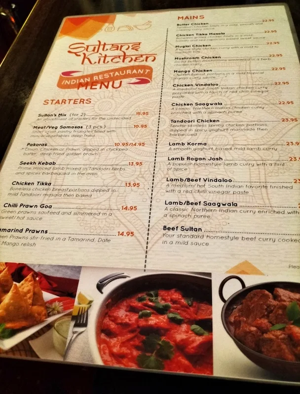 Menu, Sultans Kitchen
