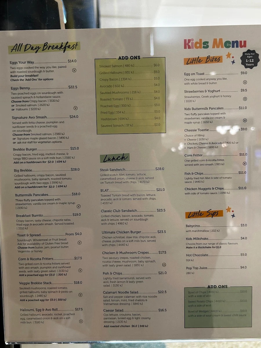Menu, Jamaica Blue Kawana Waters Shoppingworld