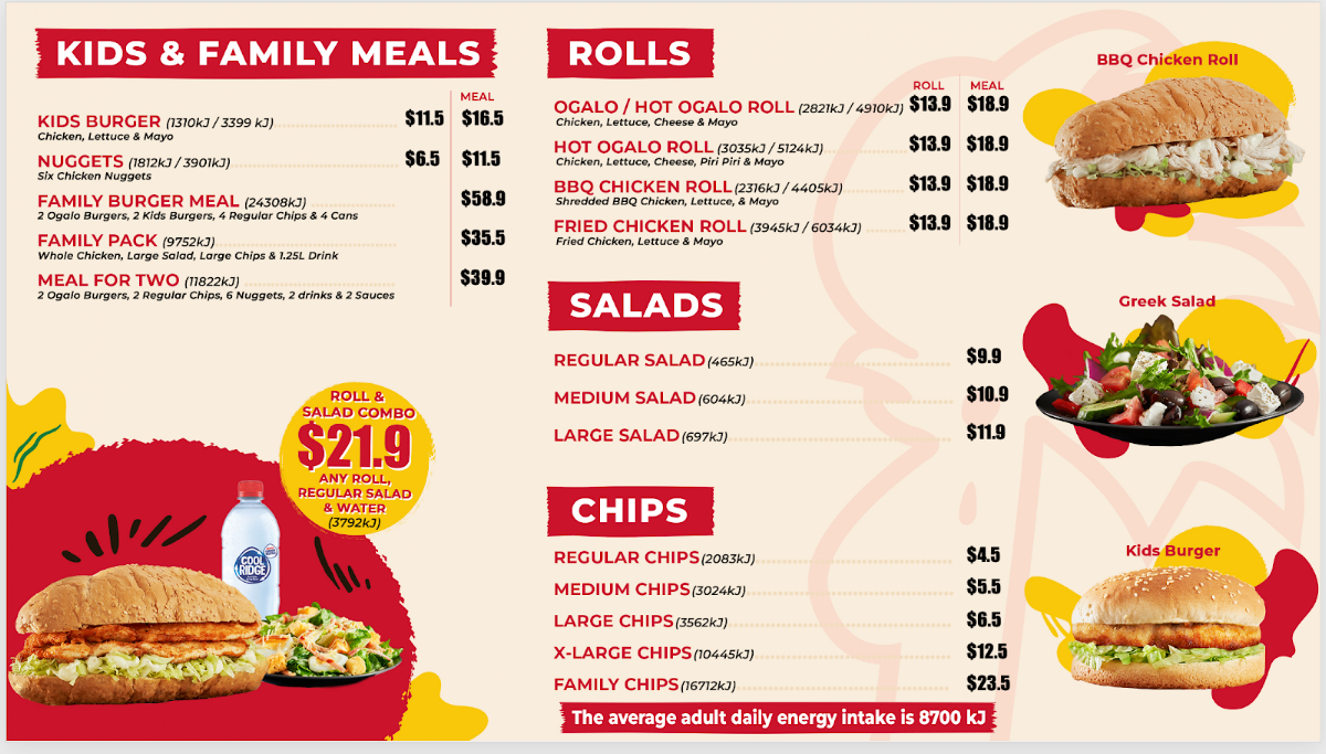 Menu, Ogalo kiama