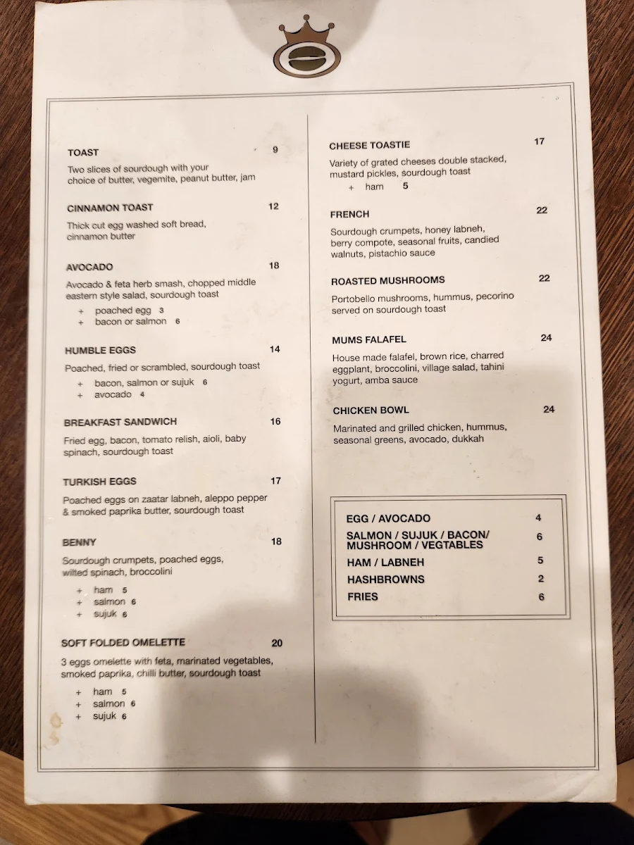 Menu, The Coffee Emporium Sydney Westfield