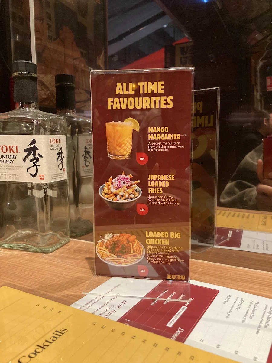 Menu, Bar Bubu Diner
