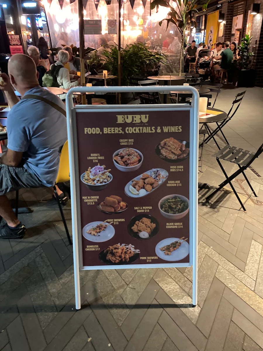 Menu, Bar Bubu Diner