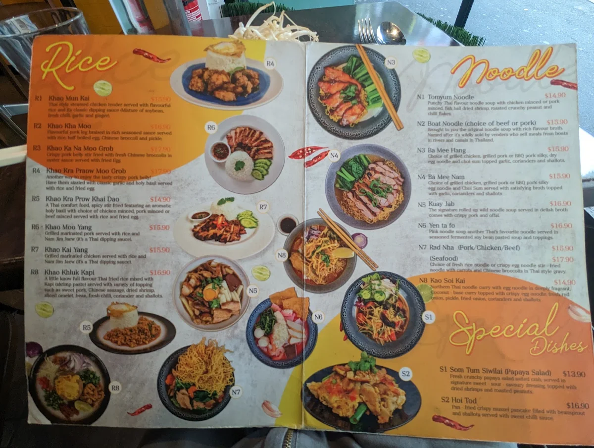 Menu, Siwilai Thai Street Food