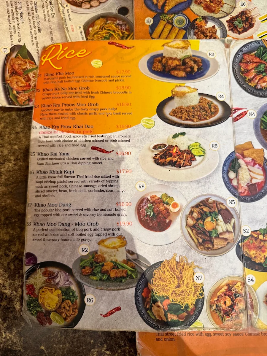 Menu, Siwilai Thai Street Food