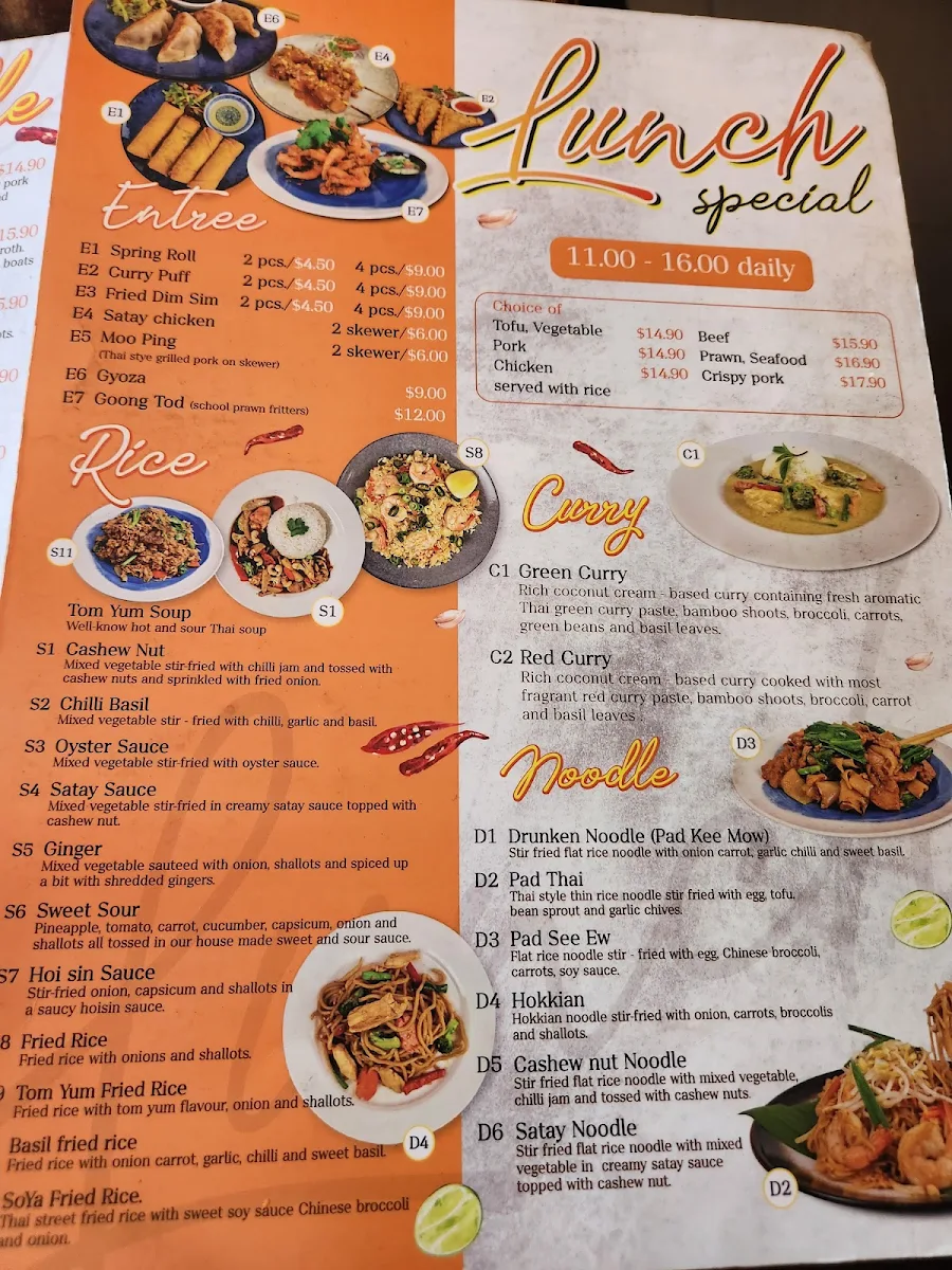 Menu, Siwilai Thai Street Food