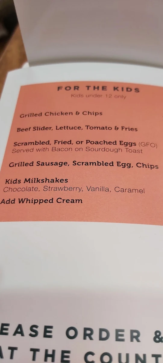 Menu, The Shed Cafe