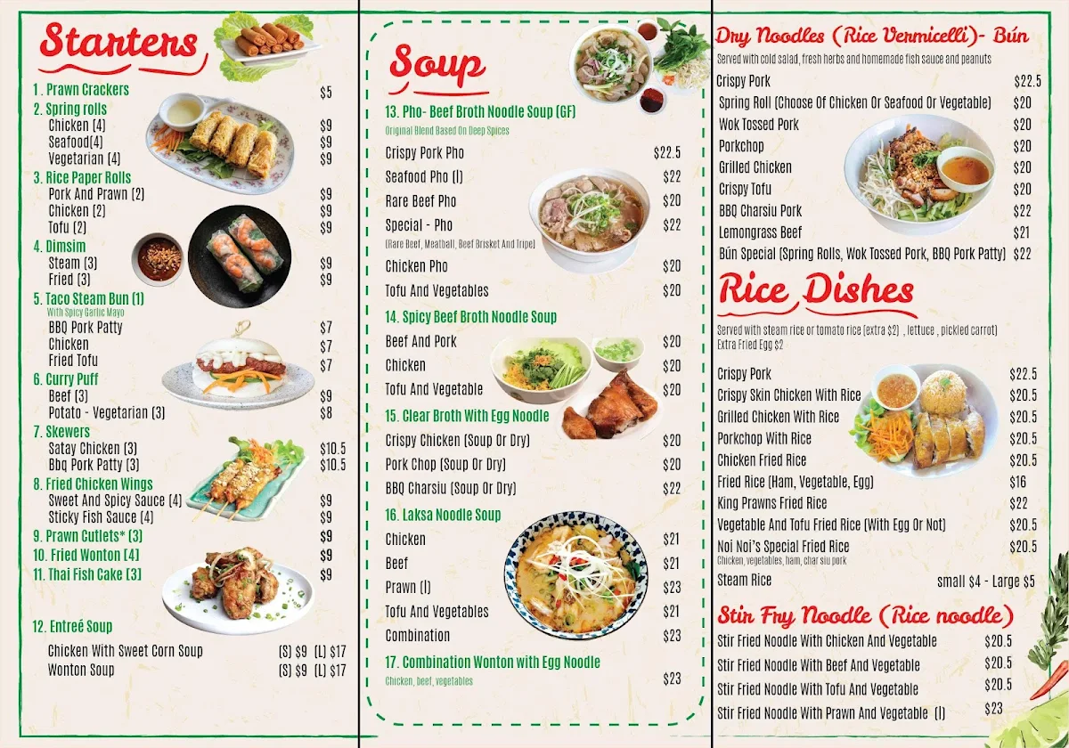 Menu, Noi Noi Vietnamese Kitchen in Weston