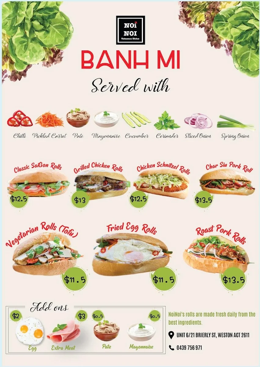 Menu, Noi Noi Vietnamese Kitchen in Weston