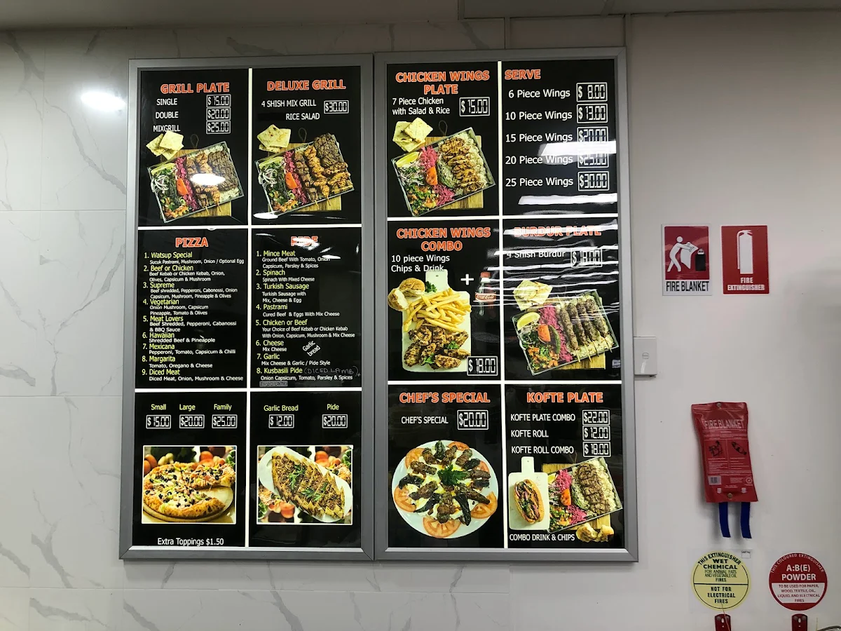 Menu, Watsup Brothers Condell Park
