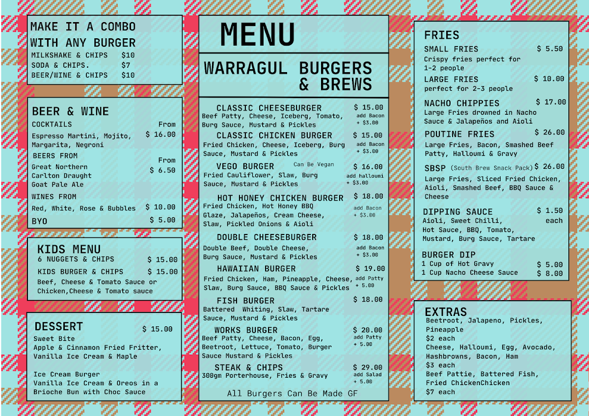 Menu, South Brew Cafe