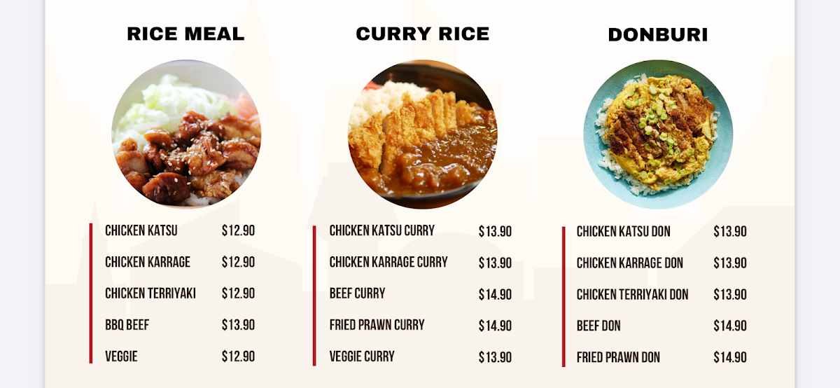 Menu, Sushi Paradise Bellmere