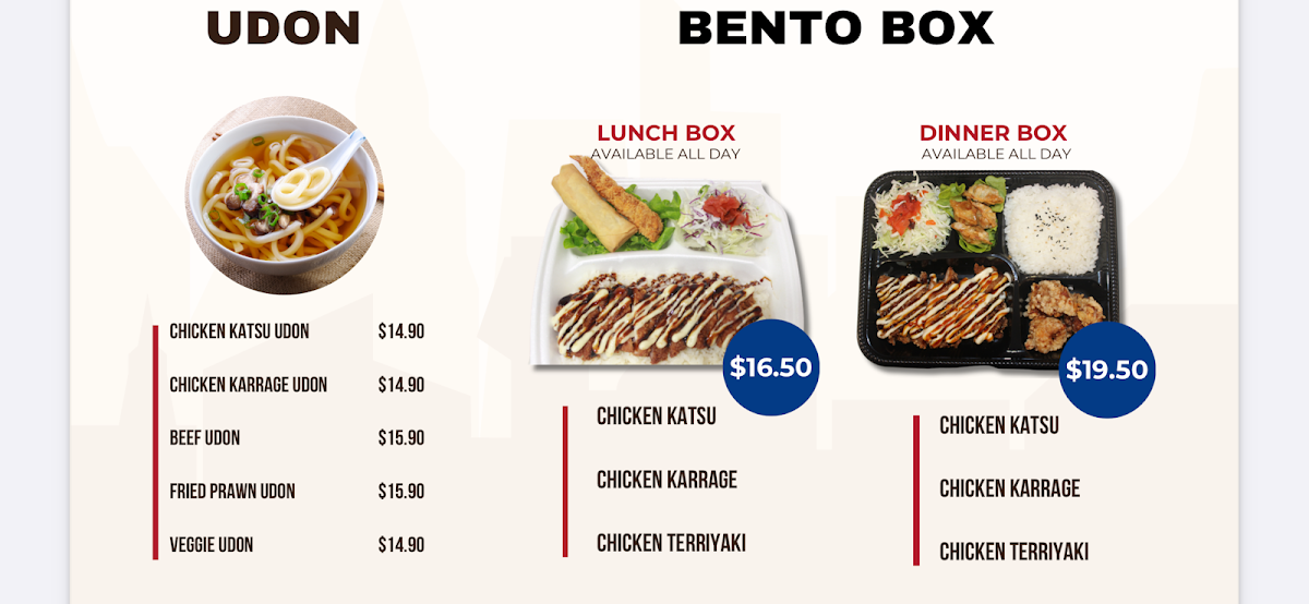 Menu, Sushi Paradise Bellmere