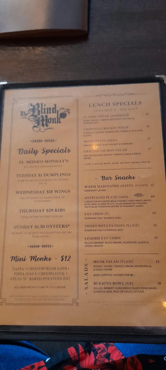 Menu, The Blind Monk