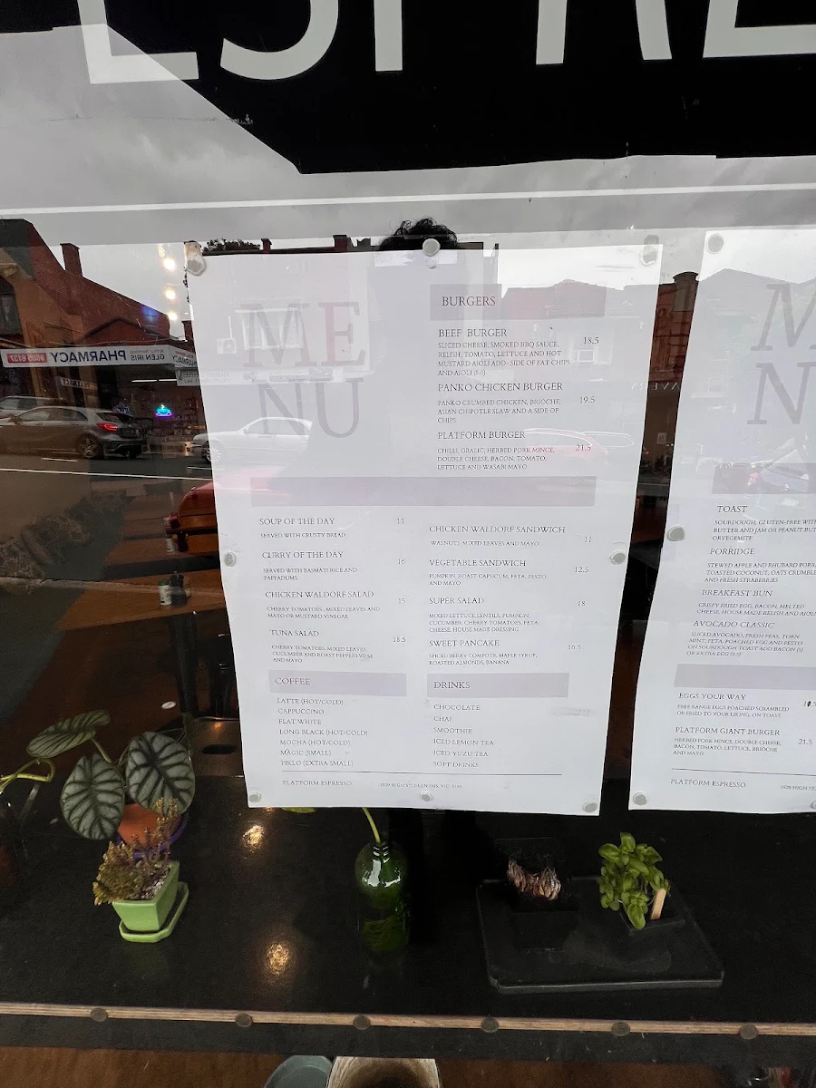 Menu, Platform Espresso