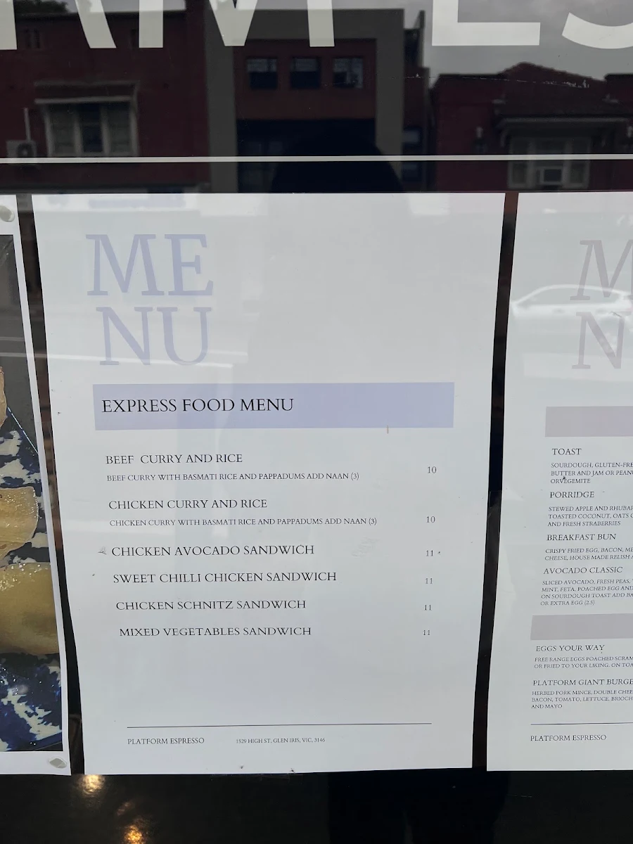 Menu, Platform Espresso