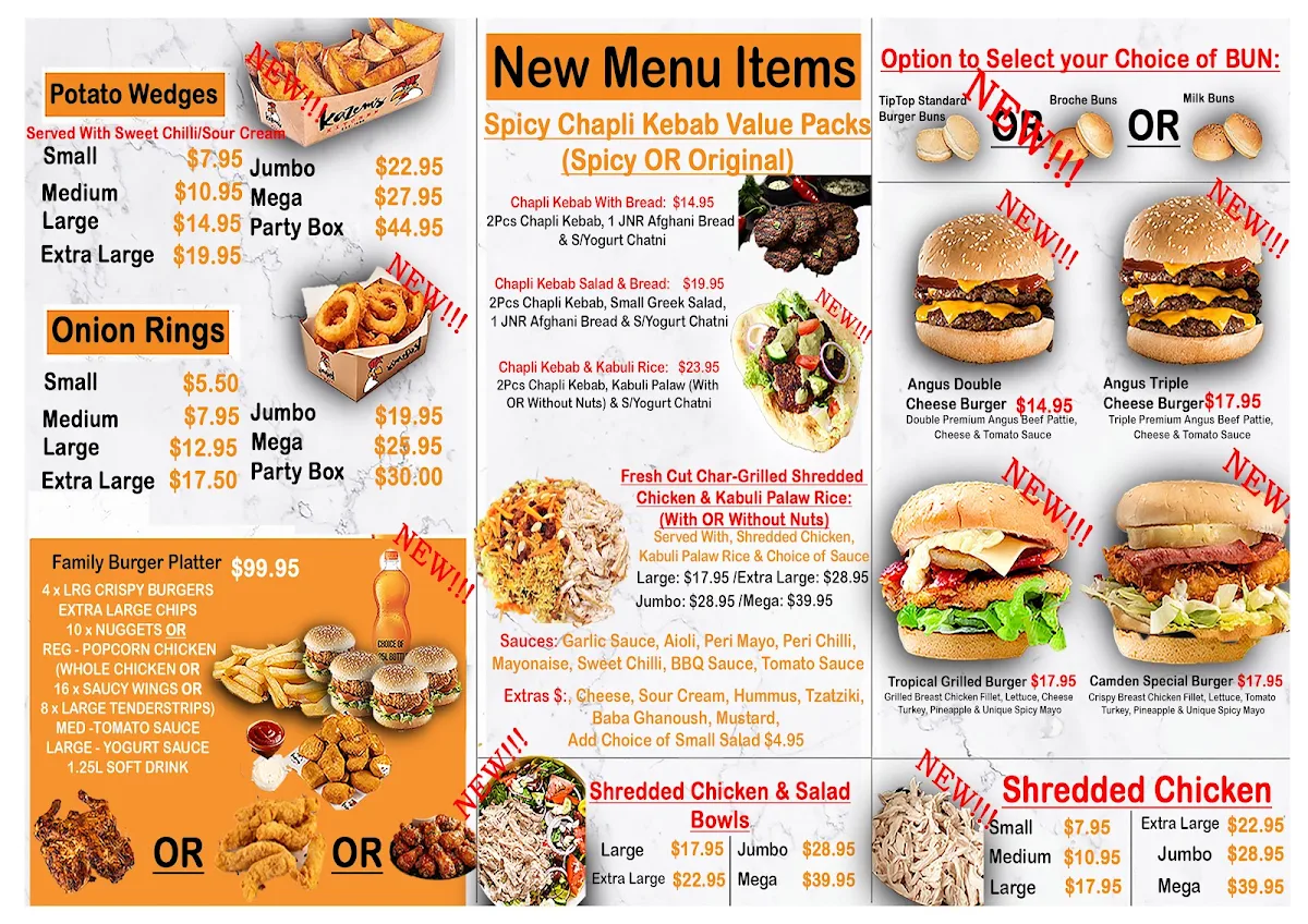 Menu, Kazems Kitchen - Camden