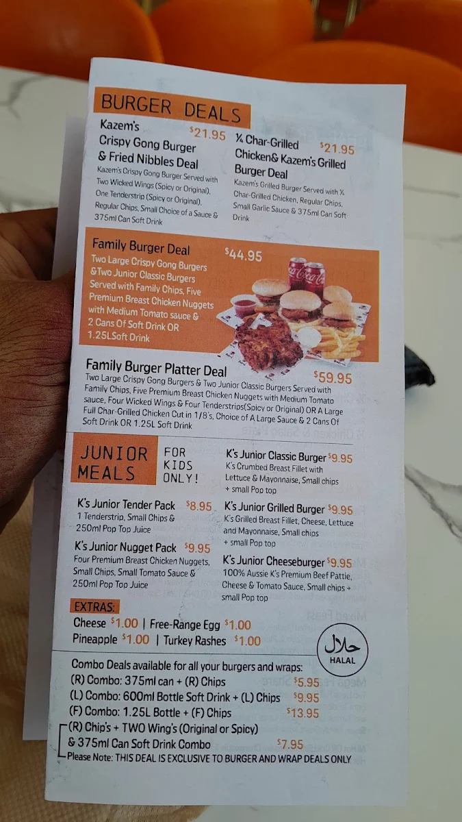 Menu, Kazems Kitchen - Camden