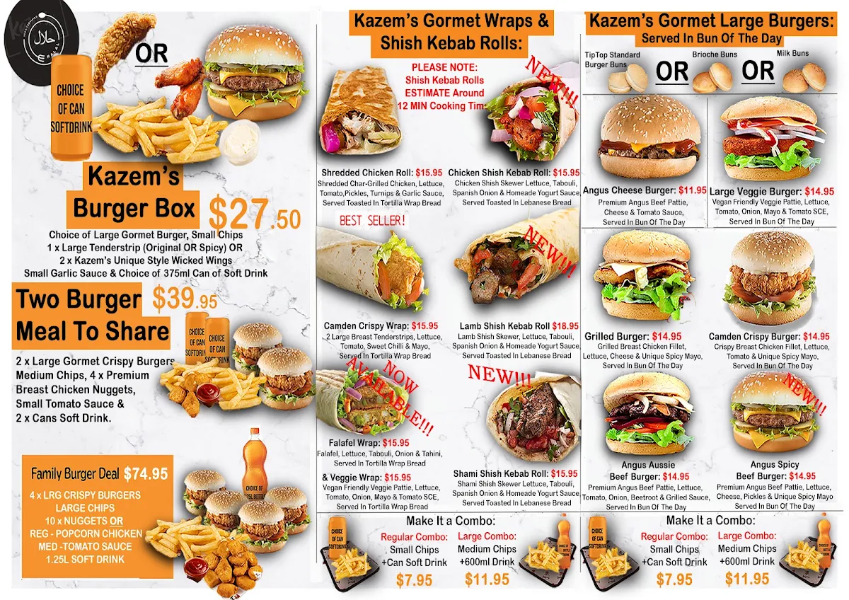 Menu, Kazems Kitchen - Camden