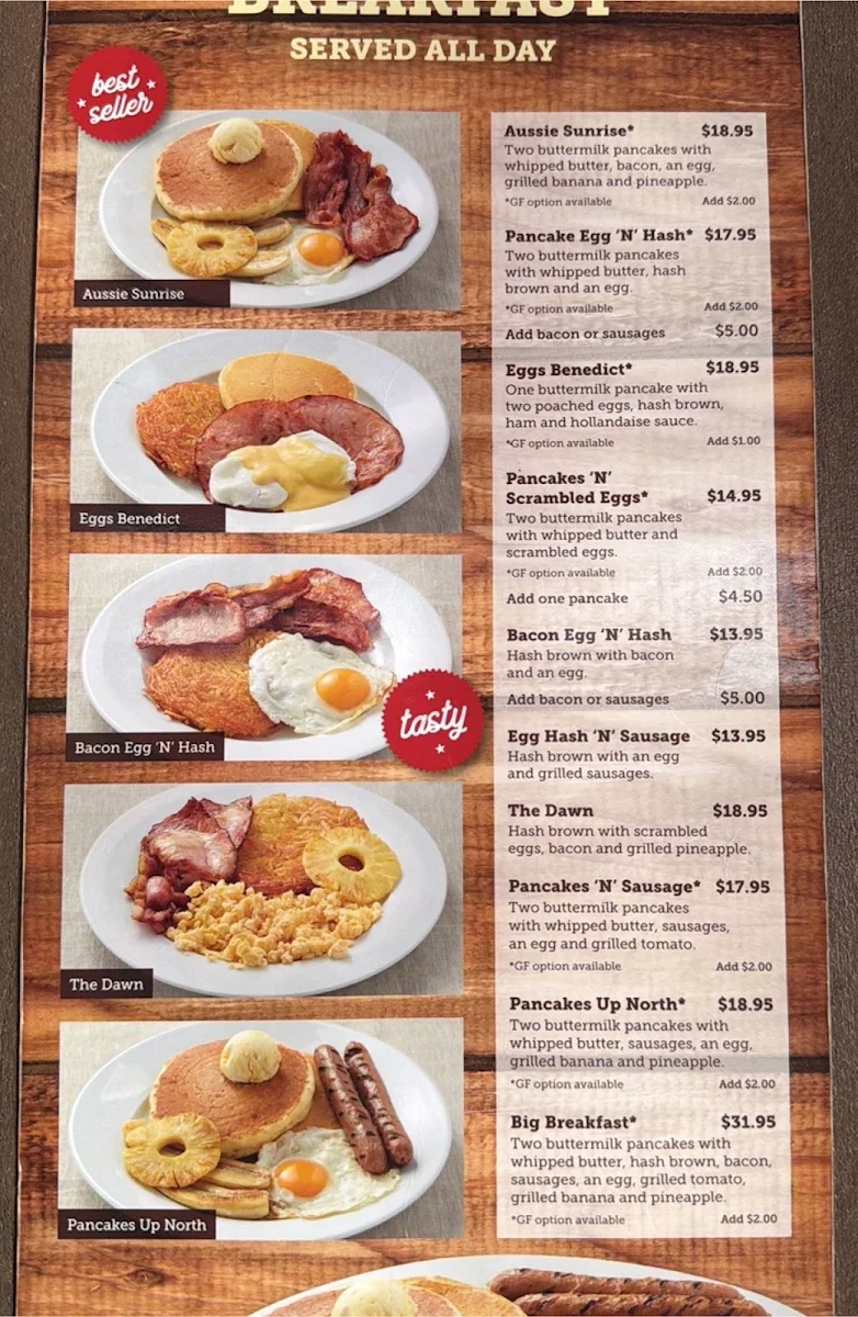 Menu, Pancakes on the Rocks Darling Square