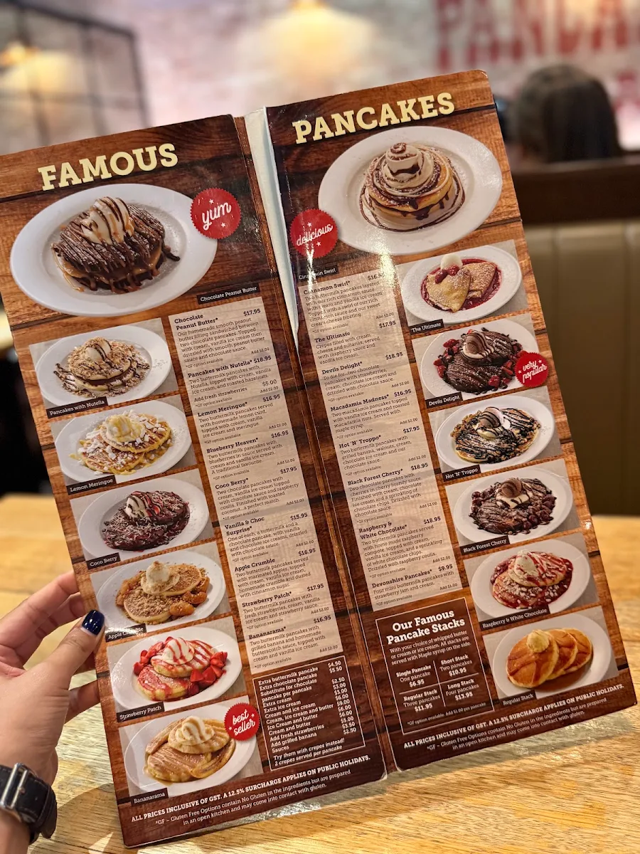 Menu, Pancakes on the Rocks Darling Square