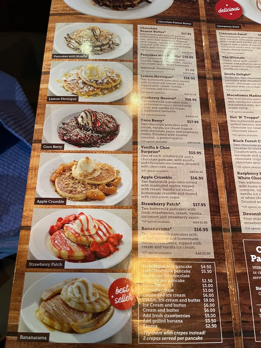 Menu, Pancakes on the Rocks Darling Square