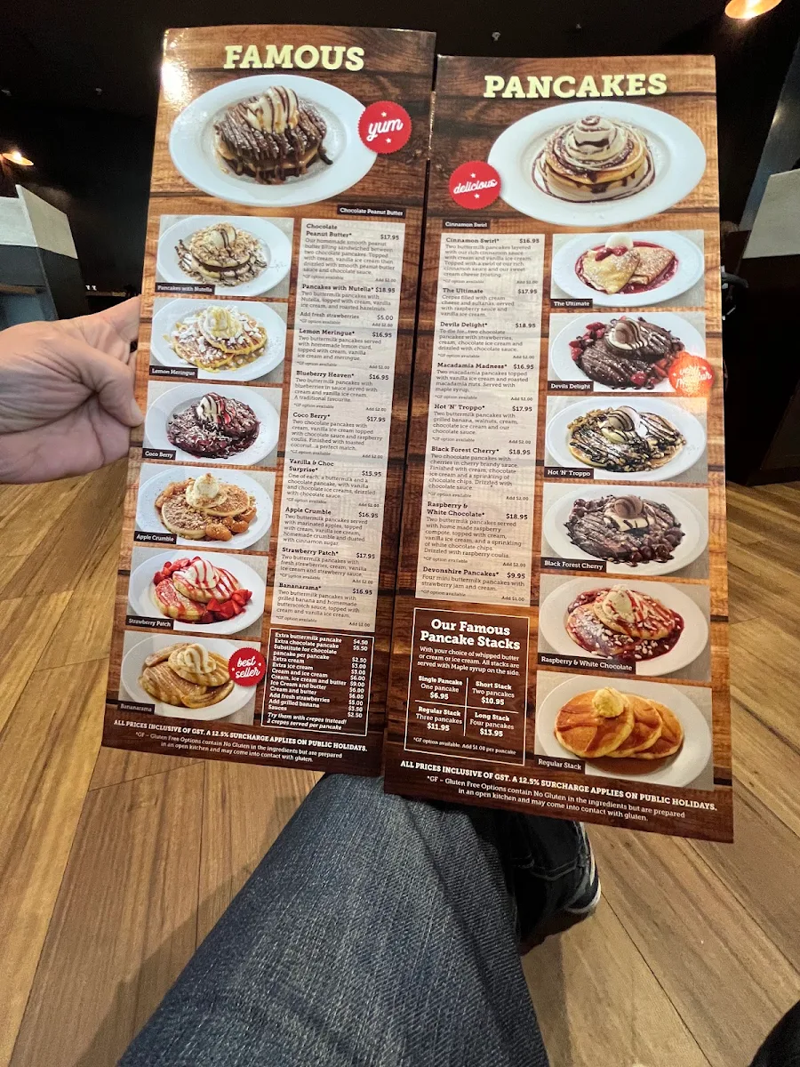 Menu, Pancakes on the Rocks Darling Square