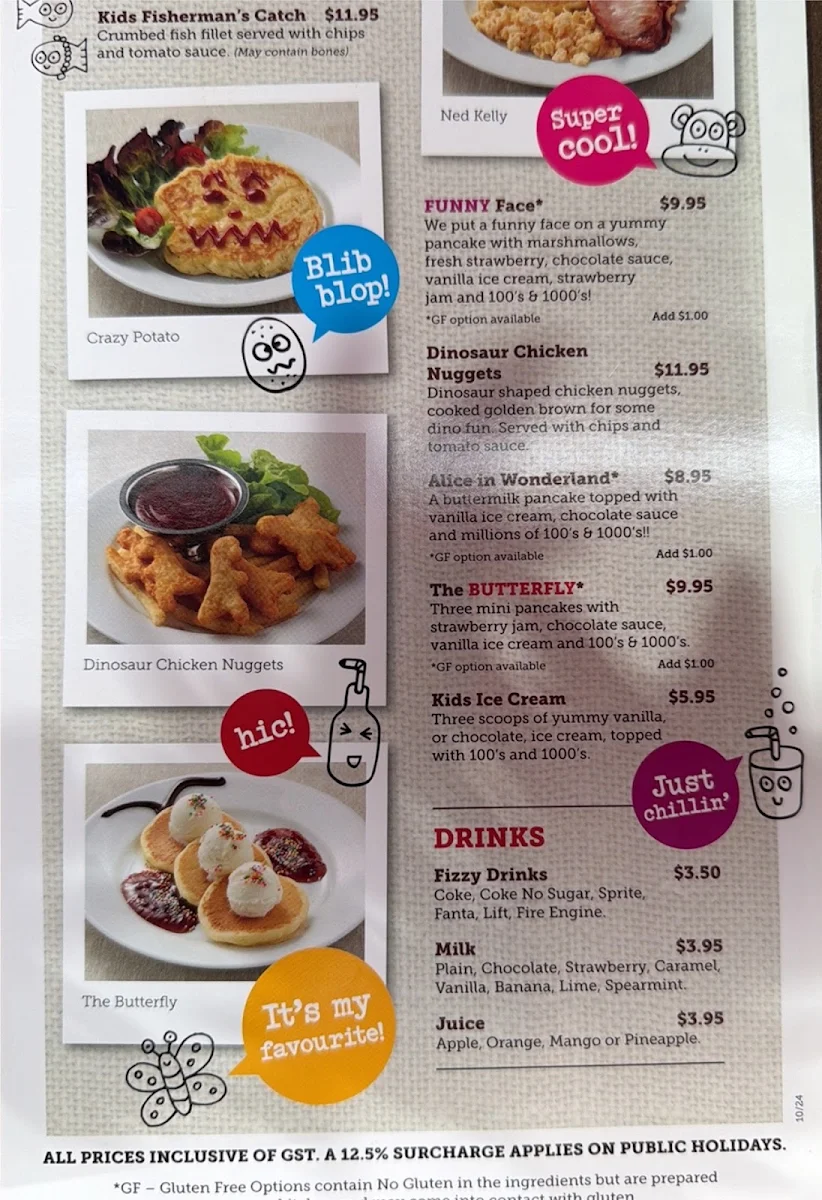 Menu, Pancakes on the Rocks Darling Square