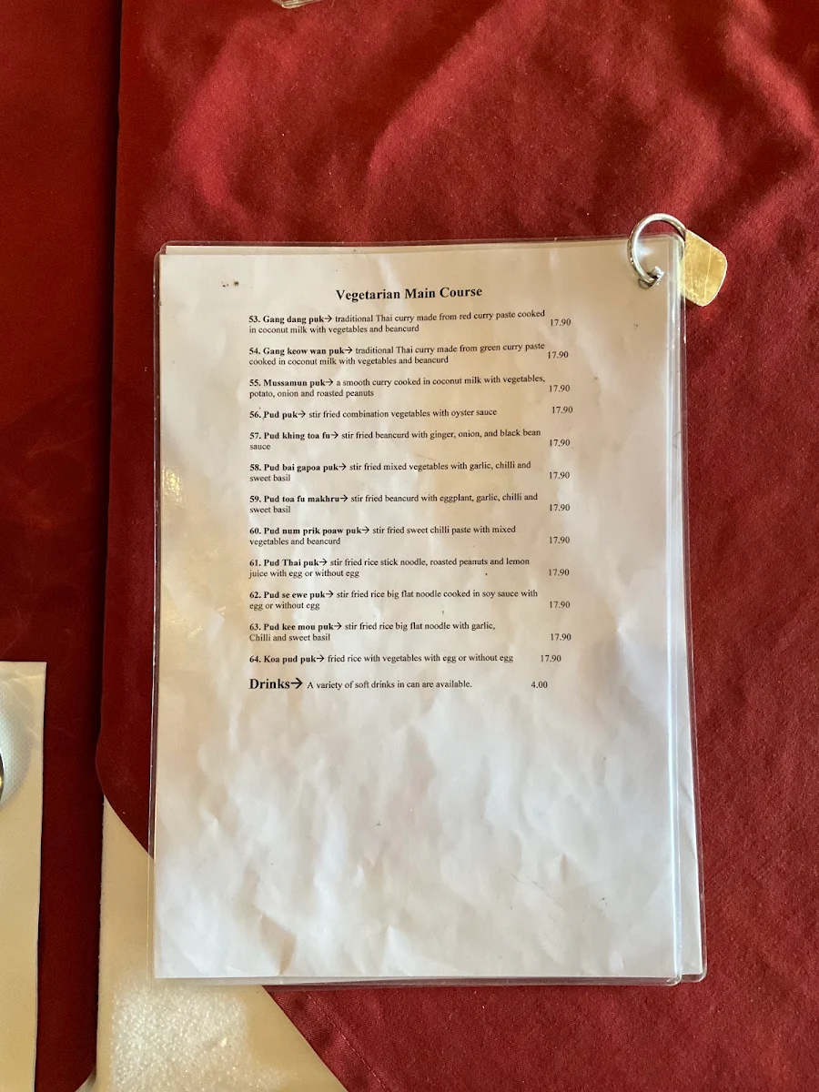 Menu, Piyada Thai