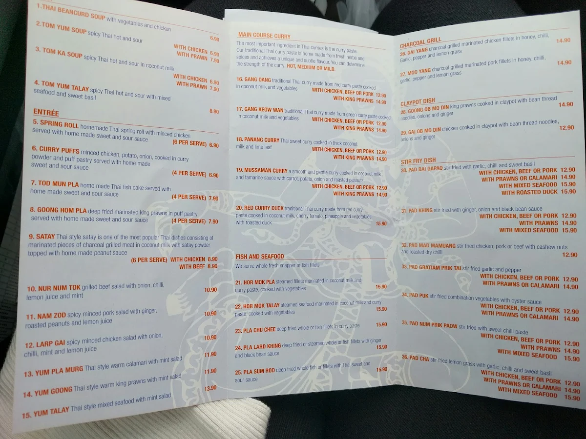 Menu, Piyada Thai
