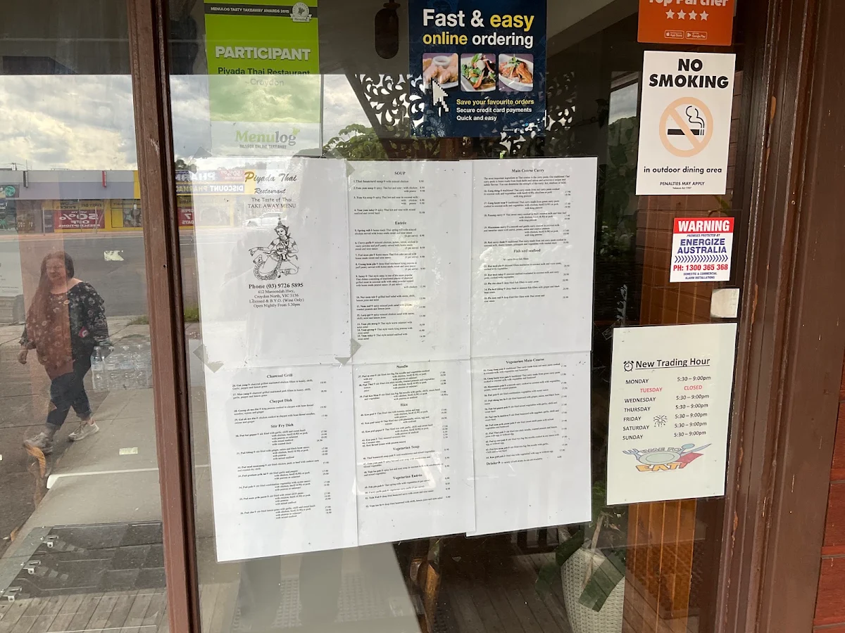 Menu, Piyada Thai