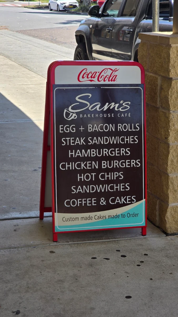 Menu, Sam's Bakehouse Cafe