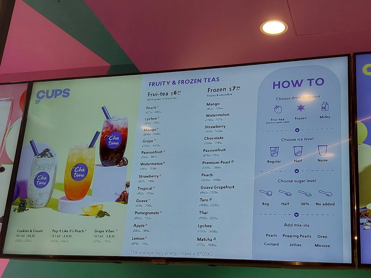 Menu, Chatime Stanhope Village