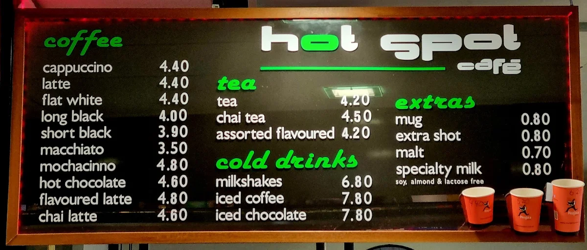 Menu, Hot Spot Take-Away