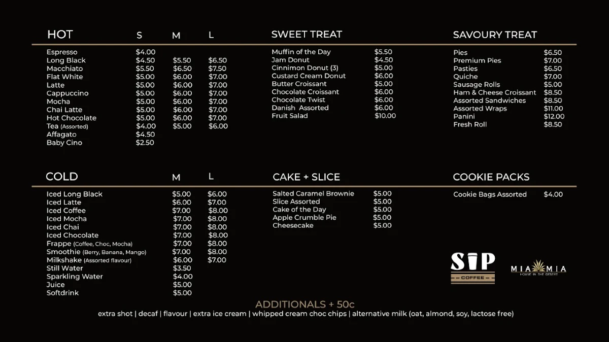 Menu, Sip Coffee Newman
