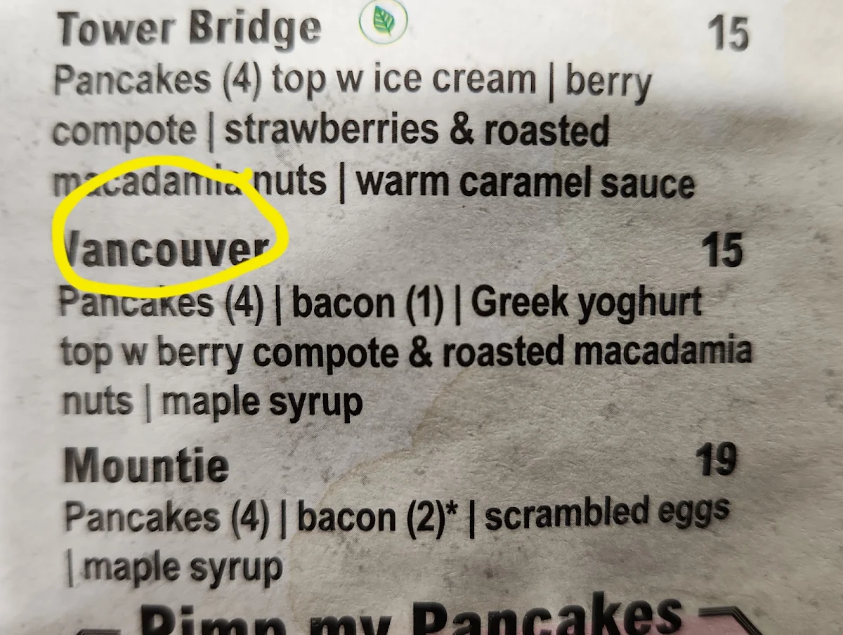 Menu, Cafe 63 Willows