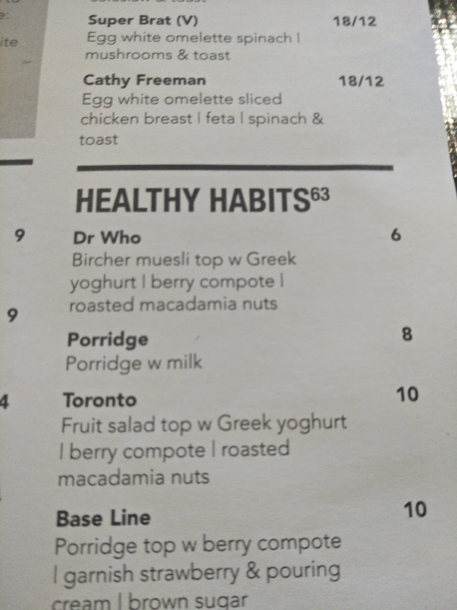 Menu, Café63© Eatons Hill