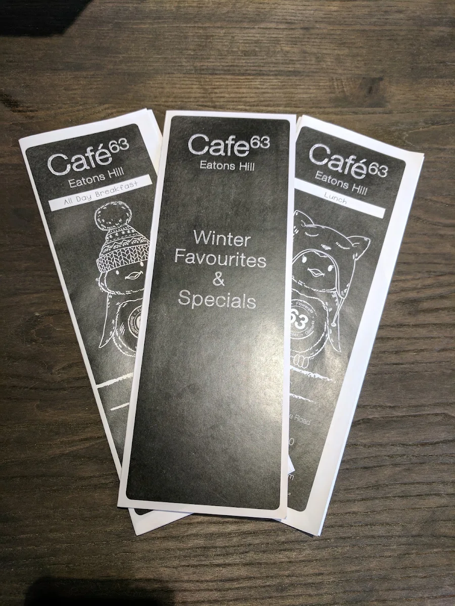 Menu, Café63© Eatons Hill