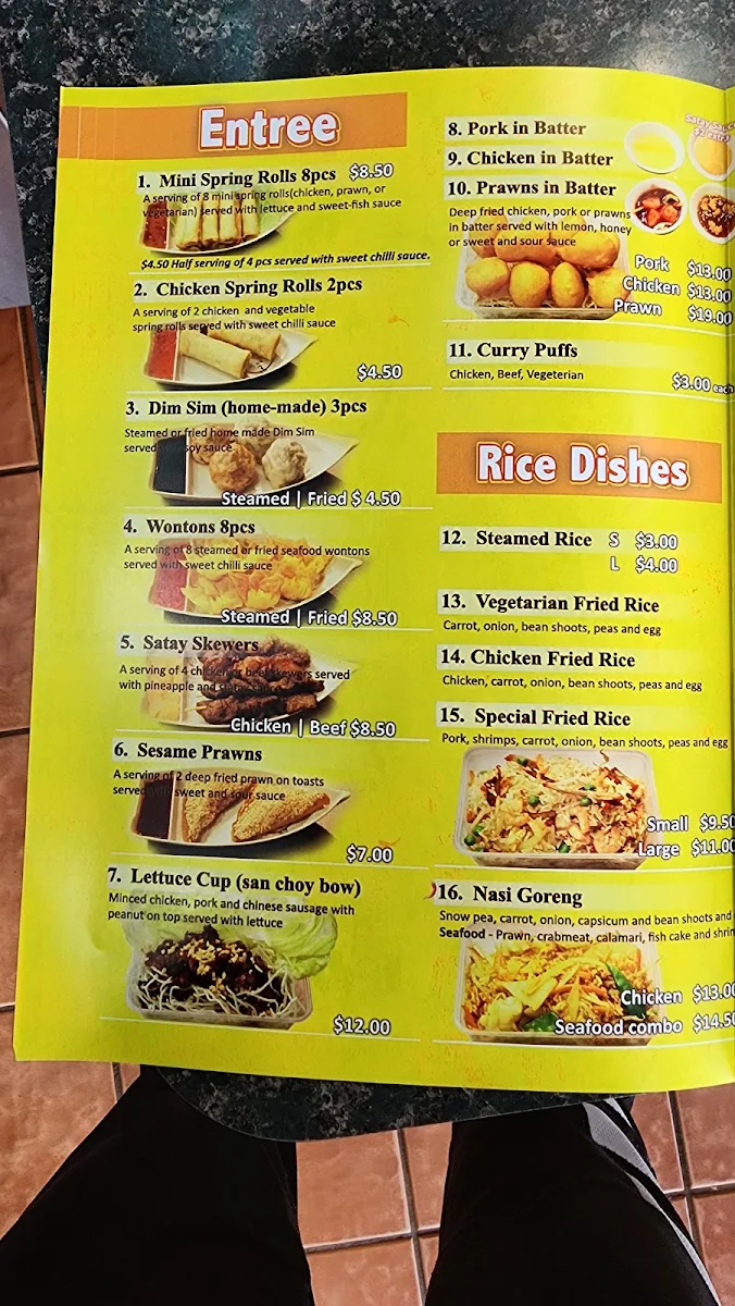 Menu, Cranbourne Noodle House