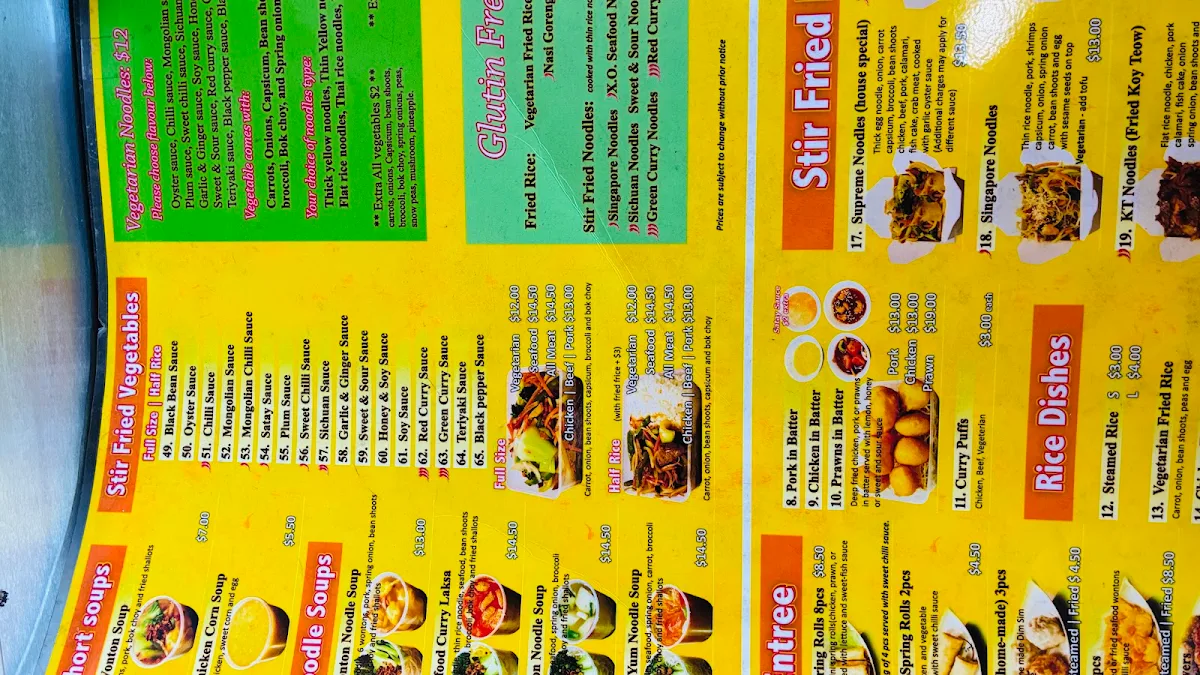 Menu, Cranbourne Noodle House