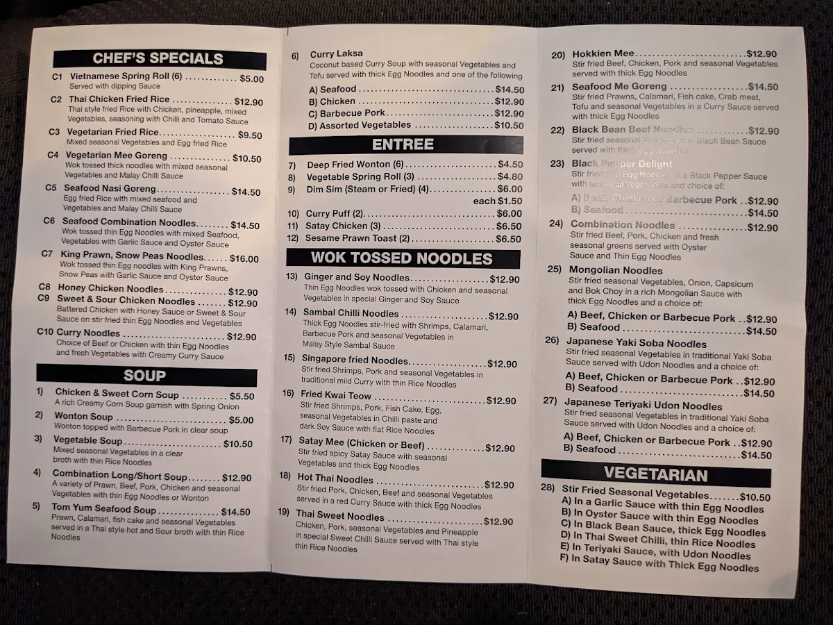 Menu, Noodle Supreme