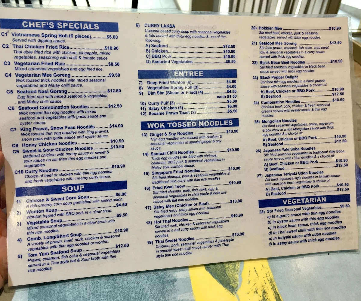 Menu, Noodle Supreme
